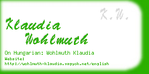 klaudia wohlmuth business card